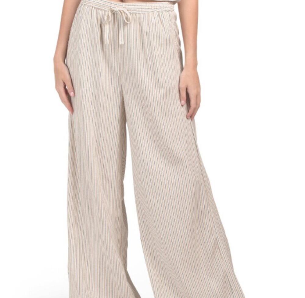 Max Studio London Linen Wide Leg Pant Minimalist Preppy Lagenlook Sustainable XS